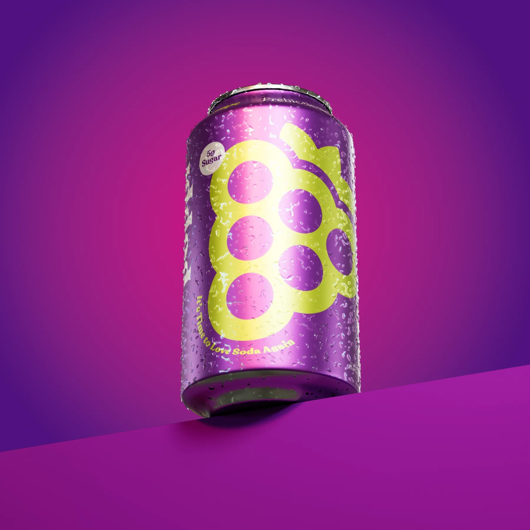 Grape soda can render in deep purple tones